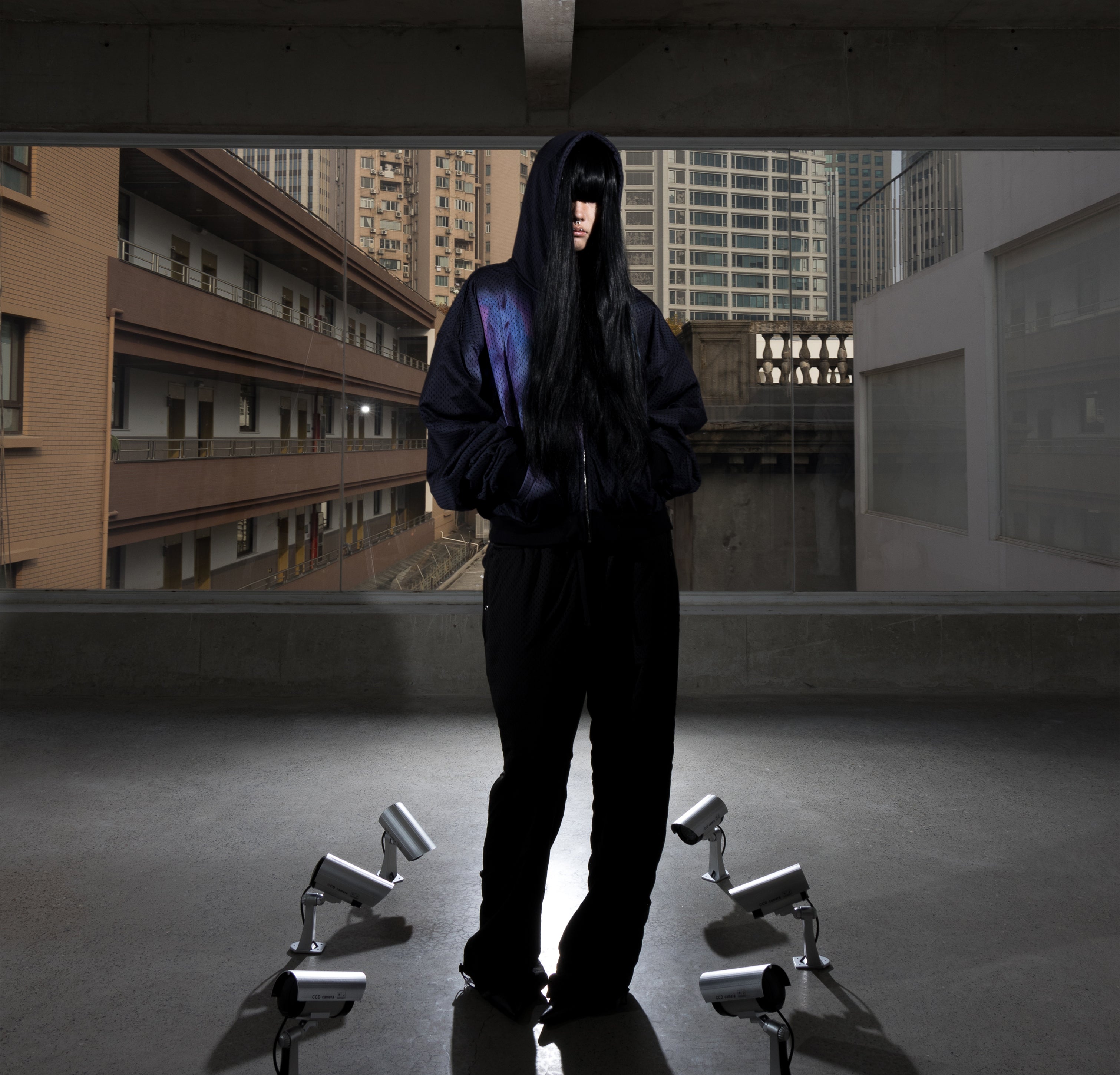 Pegasus Mesh Jersey Hoodie Black