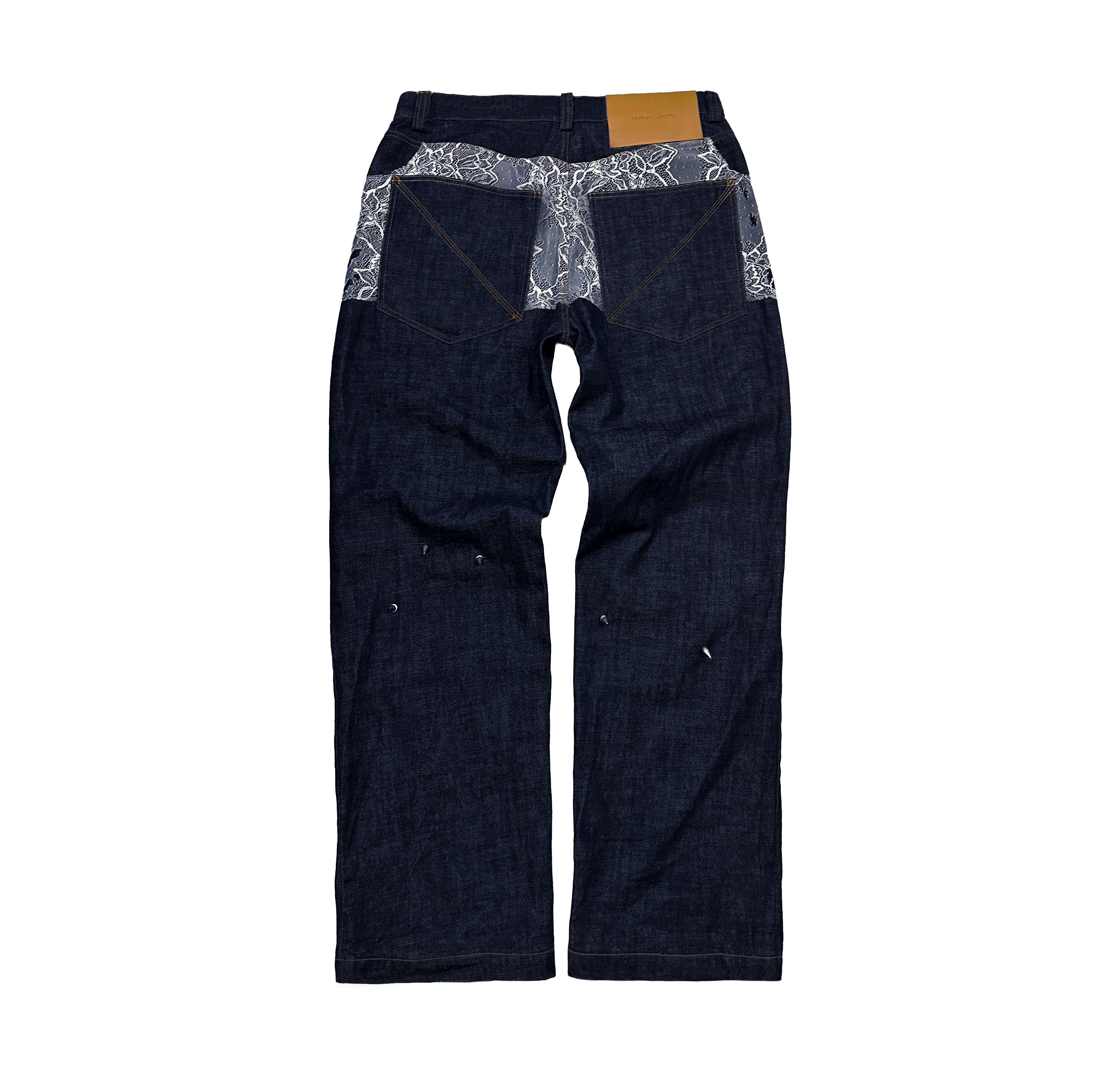 Stud Distressed Wide Jeans