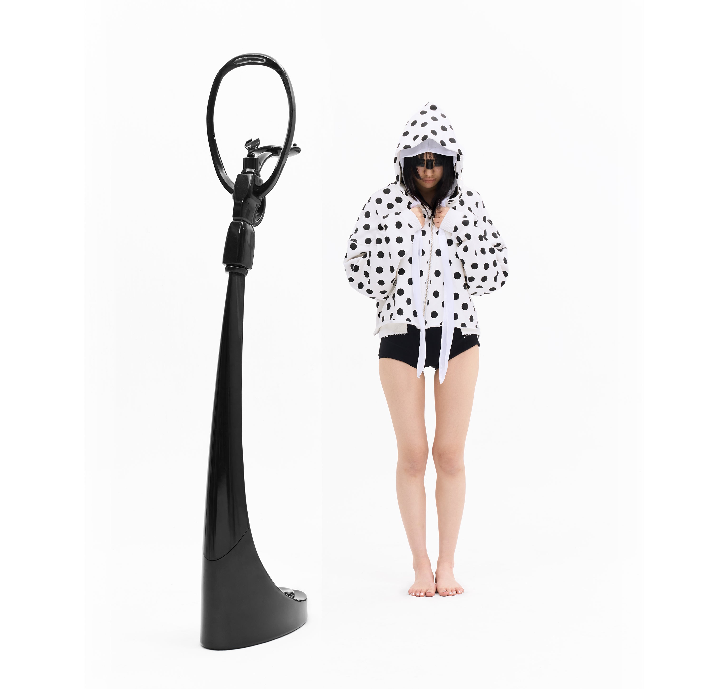 Cropped Cocoon Polka Hoodie