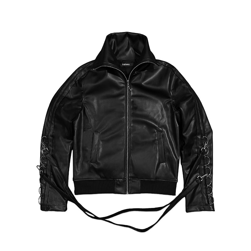 Trap Bondage Leather Jacket Black