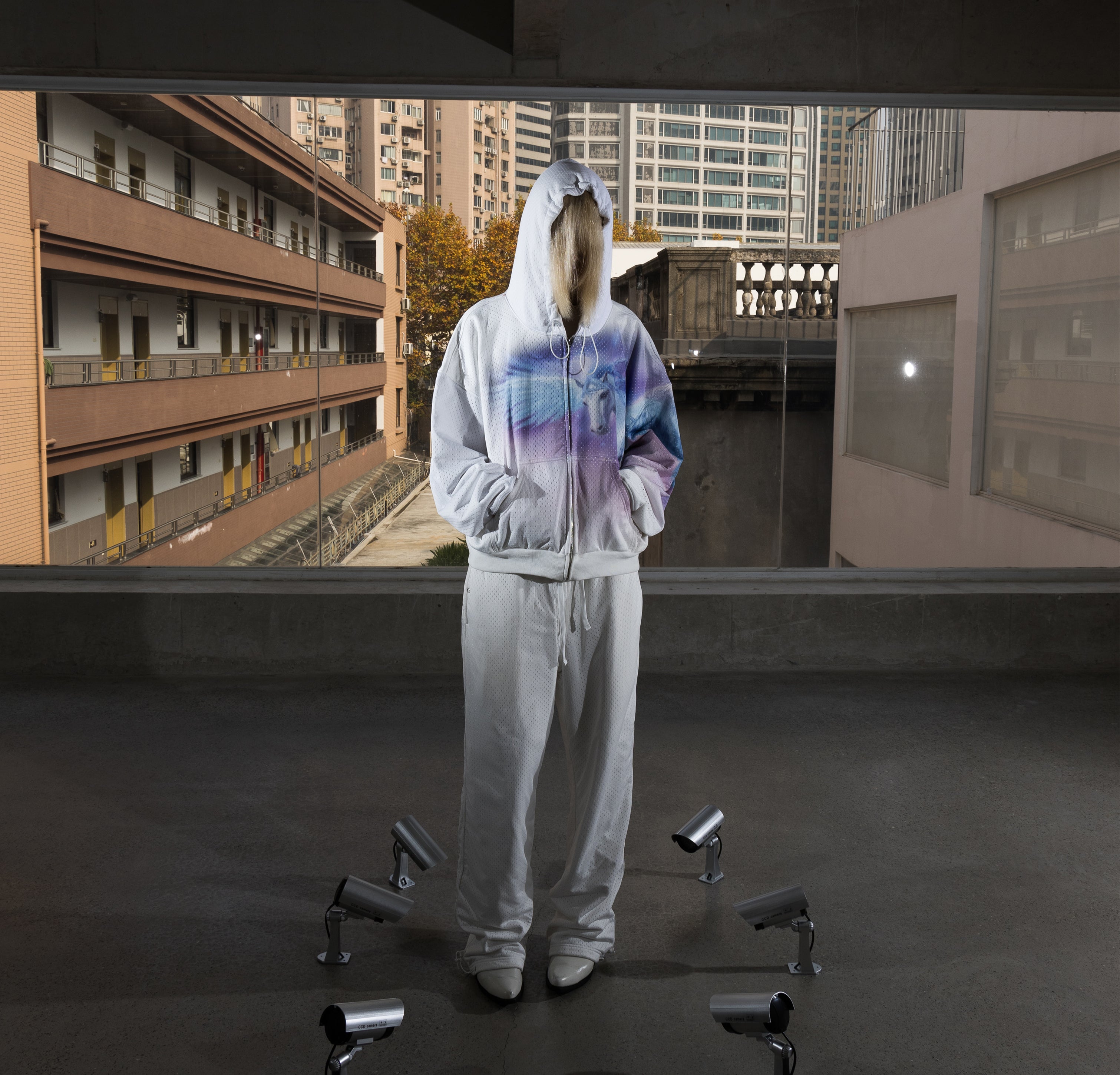 Pegasus Mesh Jersey Hoodie White